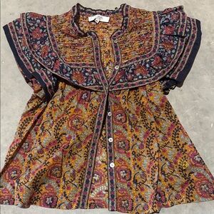 Floral Button-Up Blouse Sea New York